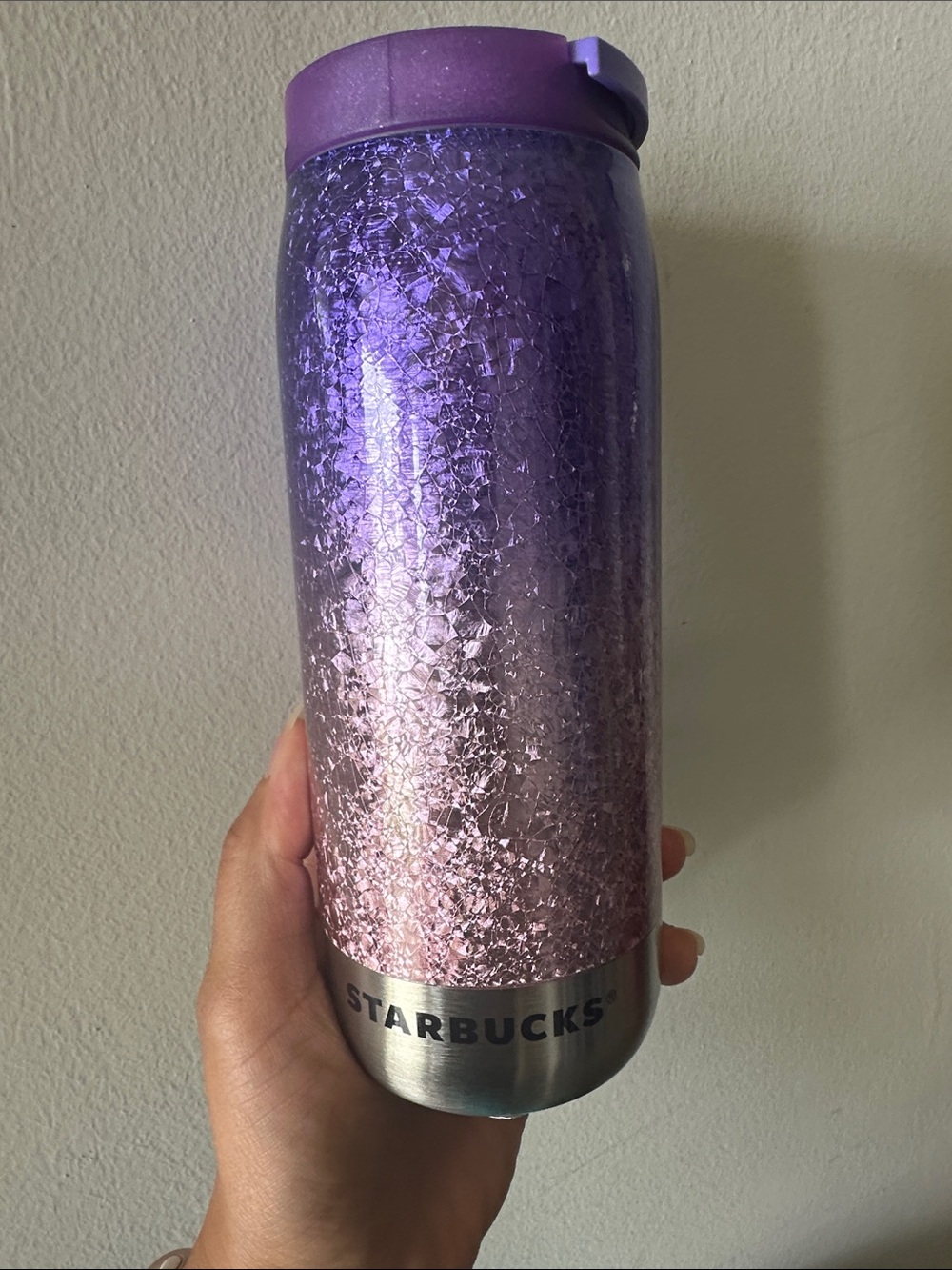 Starbucks Purple to Pink Crackle Ombre Travel Tumbler
